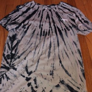 Blue/grey tie dye PINK short sleeve shirt size XS